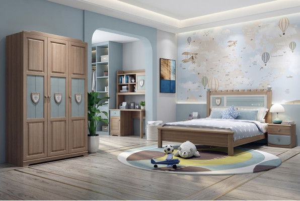Camera per ragazzi con set per bambini Letto Comò Armadio 5 pezzi Camera da letto Nuovo