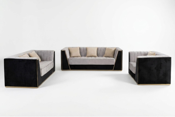 Divani design imbottiti Sofà moderno di lusso elegante Salotto 3 posti + 2 posti + 1 posto