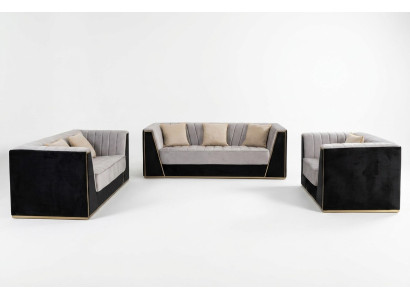 Divani design imbottiti Sofà moderno di lusso elegante Salotto 3 posti + 2 posti + 1 posto