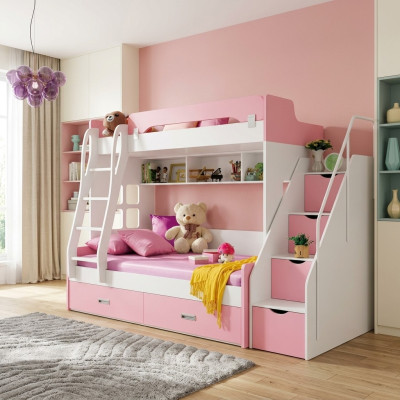 Letto per ragazzi Letti Rosa Letti a castello Letti a castello in legno Mobili in legno Nuovi