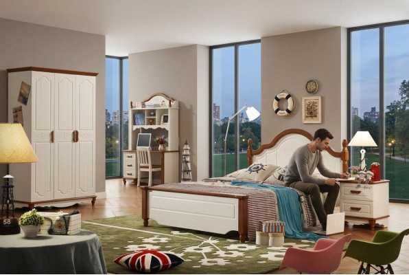 Set completo di letto comodino armadio abiti mobili da camera da letto design Nuovo 5 pezzi