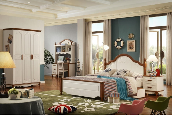 Set completo di letto comodino armadio abiti mobili da camera da letto design Nuovo 5 pezzi