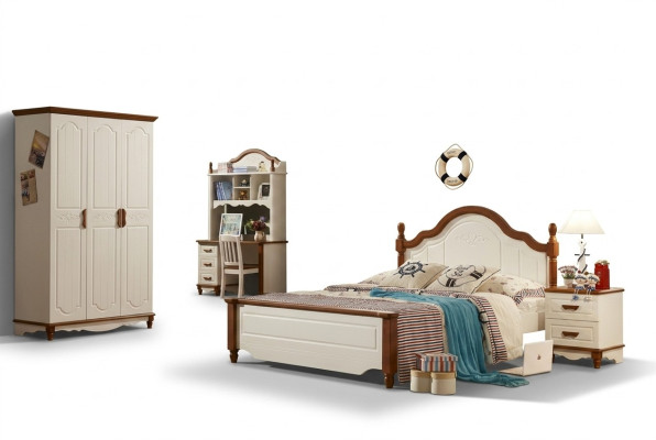 Set completo di letto comodino armadio abiti mobili da camera da letto design Nuovo 5 pezzi