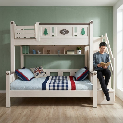 Moderno letto a castello per bambini ragazzo ragazza scala armadio alto letto in legno