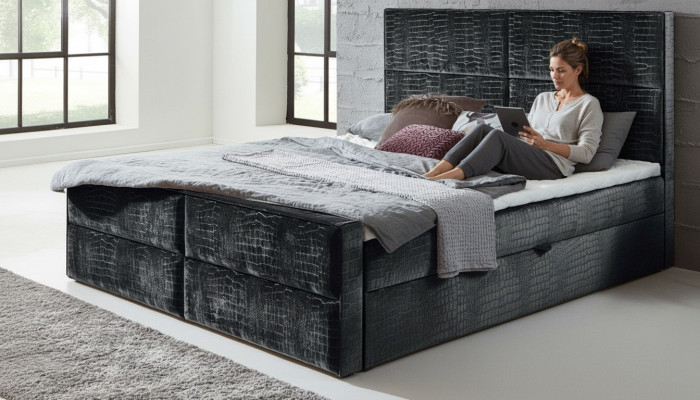 Letto boxspring in pelle 200x200cm Letto matrimoniale da hotel Moderno e di lusso Nuovo.