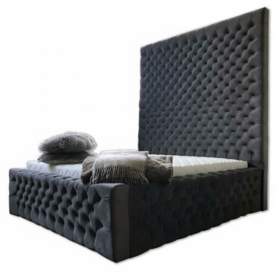 Designer Letto Chesterfield moderno in stile di lusso moderno con alto pannello della testiera.