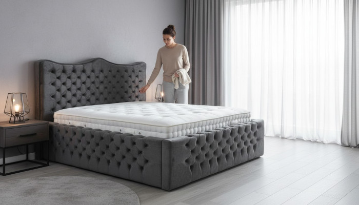 Design di lusso Camera da letto matrimoniale boxspring completa con letto imbottito