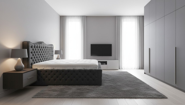 Design di lusso Camera da letto matrimoniale boxspring completa con letto imbottito