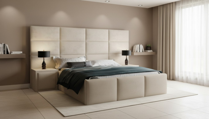 Letto con design Boxspring, letto matrimoniale, materasso, camera da letto di lusso, hotel