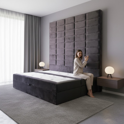 Letto matrimoniale imbottito marrone 180x200 Letti design di lusso Mobili Nuovo pannello per pareti