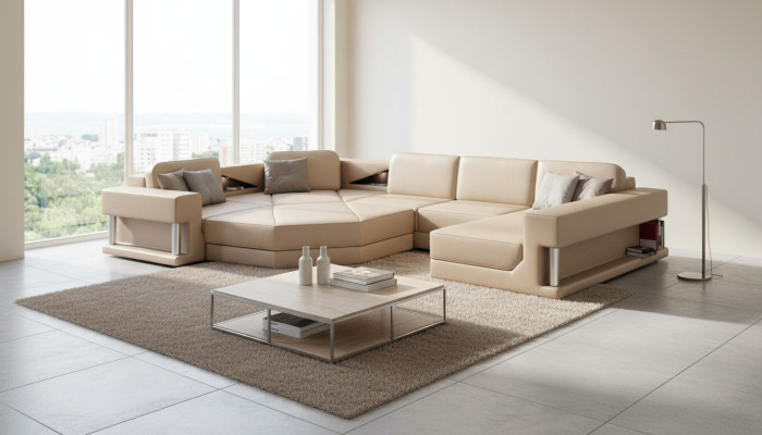 Divano ad angolo Divano Divano Set di divani in pelle Divani angolari Salotto a forma di U xxl