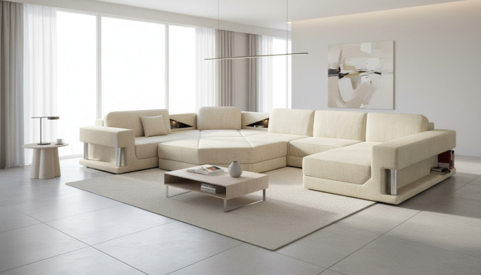Divano a forma di U Design Divano in tessuto moderno Nuovi divani da salotto Sofà angolare