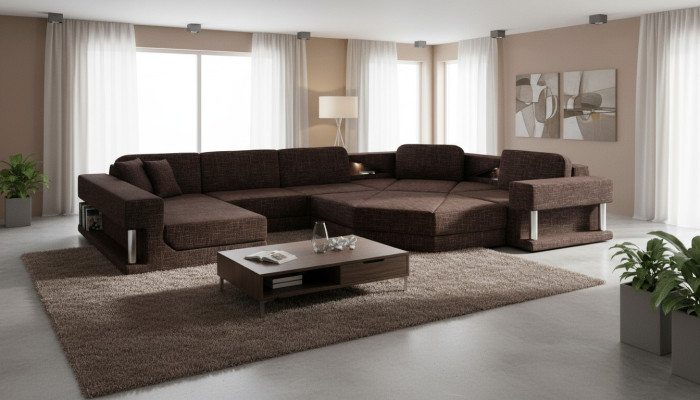 Divano a L design con funzione letto in tessuto divano letto in pelle e stoffa nuovo