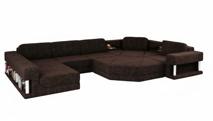 Divano a L design con funzione letto in tessuto divano letto in pelle e stoffa nuovo