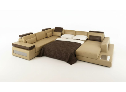 Design divano a U in tessuto acrilico moderno con angolo, ideale per soggiorni.
