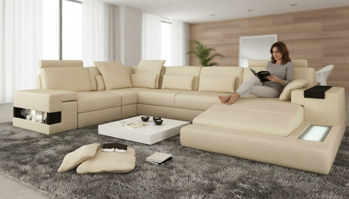 Divano ad angolo Couch imbottito Novità Divano a forma di U Salotto Divano Living Elementi d'arredo Nuovi