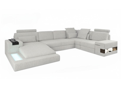 Divano ad angolo componibile a forma di U in tessuto per il soggiorno, divano nuovo di design.