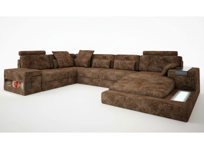 Divano angolare a forma di U design divano tessuto nuovo funzione letto zona giorno stoffa
