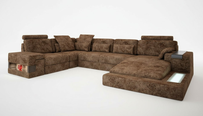 Divano angolare a forma di U Divano Divano design Tessuto Salotto Letto funzionante Tessuto