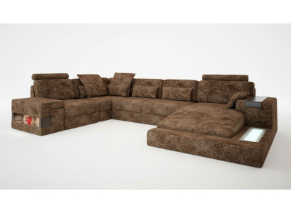 Divano angolare a forma di U Divano Divano design Tessuto Salotto Letto funzionante Tessuto