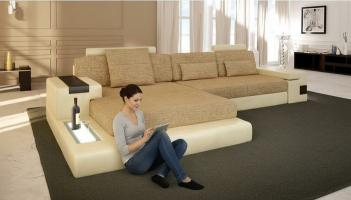 Divano a forma di L Design in tessuto moderno Imbottitura Nuovo divano ad angolo per soggiorno