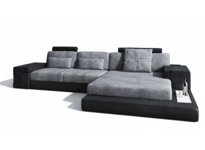 Divano d'angolo soggiorno a L in tessuto pelle moderno di design NUOVO