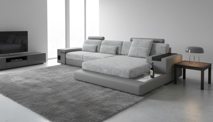 Divano angolare in pelle design a L Stile moderno Divano Mobili imbottiti Soggiorno Nuovo