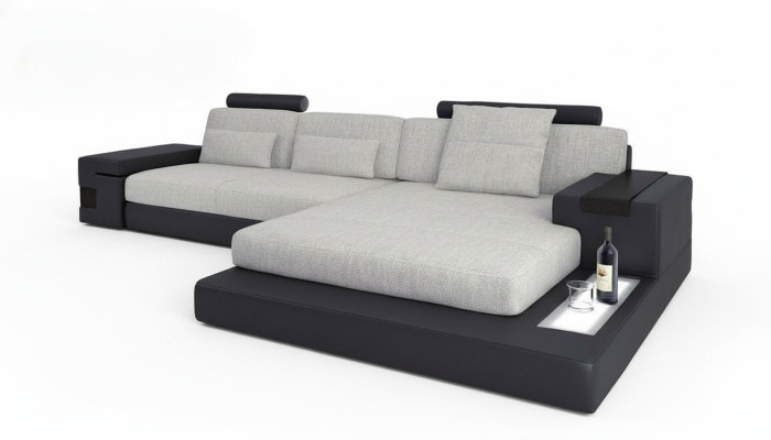 Tessuto divano a L per soggiorno, divano ad angolo design moderno in tessuto grande e moderno.