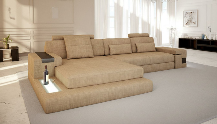 Design Moderno Divano Tessuto Marrone Divano ad Angolo a L Forma Divano Angolare Salotto Angolo Nuovo