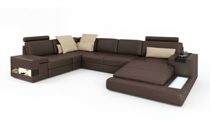 Design divano ad angolo a forma di U funzione letto in ecopelle Tessuto Divani Divano letto in stoffa Nuovo