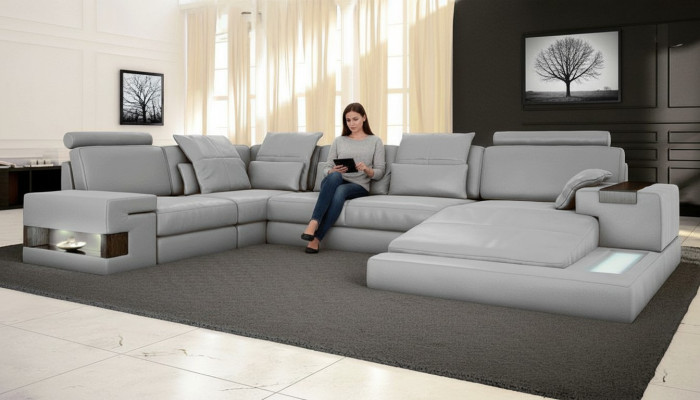 Divano letto Design in tessuto imbottito angolare angolare a forma di U.