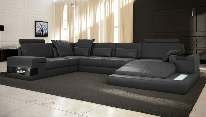 Divano angolare a forma di U Design divano imbottito Tessuto nuovo Sezionale con letto in tessuto