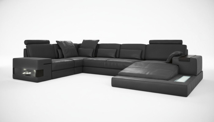 Divano angolare a forma di U Design divano imbottito Tessuto nuovo Sezionale con letto in tessuto