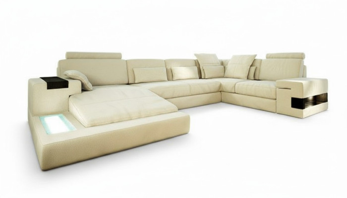 Divano a forma di U Design Divano Moderno Imbottito in Tessuto Nuova composizione in pelle Salotto