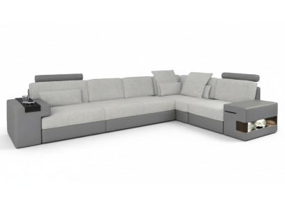 Design moderno Divano a L-forma Grigio NUOVO Divano Angolare in Pelle Soggiorno Divani