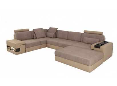 Set divano Angolare moderno a forma di L con sedute imbottite divano poltrona pouf arredamento.