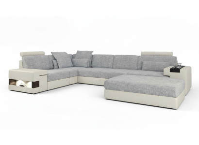 Spazio abitativo a L Design moderno Divano Divani Angolo salotto con poggiapiedi Paesaggio abitativo Mobili