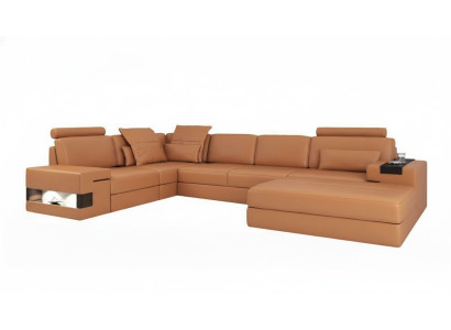 Set angolare moderno di lusso divano a L in pelle imbottita Mobili in pelle divano in pelle