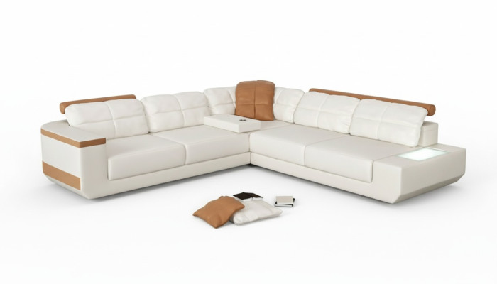 Design Moderno Divano a L- Forma XXL Divano angolare in pelle Salotto