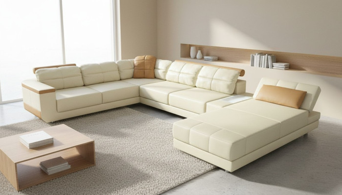 Designer in pelle Tessuto seduta Moderno divano ad angolo a forma di U Design del soggiorno Divano Imbottito