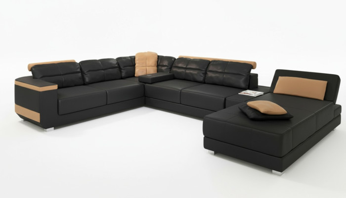 Divani moderni Angolo divano in tessuto a forma di U Salotto Design Imbottita Tessuto Angolo