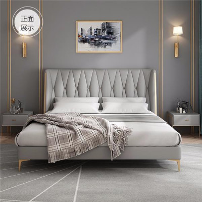 Hotel lusso Design letti imbottiti in metallo pelle camera da letto acciaio inossidabile