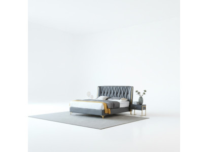 Hotel lusso Design letti imbottiti in metallo pelle camera da letto acciaio inossidabile