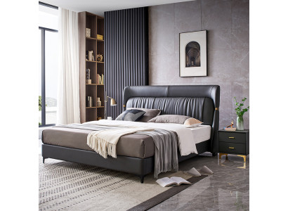 Letto di lusso camera da letto in pelle imbottita decorazione letti matrimoniali design in metallo