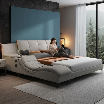 Multi-funzione Design di lusso in pelle letto imbottito doppio Hotel Sound Nuovo