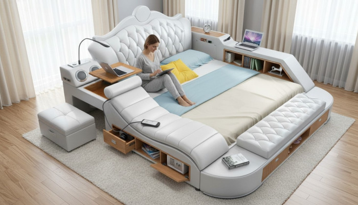 Chesterfield Letto Matrimoniale di Design di Lusso 180x200 Multifunzione