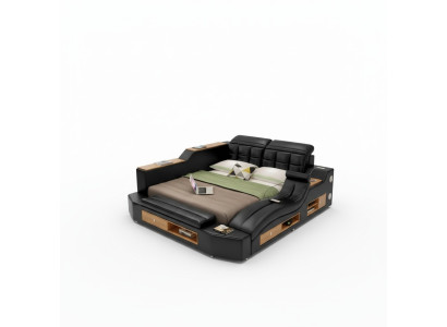 Design letti in pelle Hotel Letto matrimoniale multifunzionale Box Bluetooth di lusso