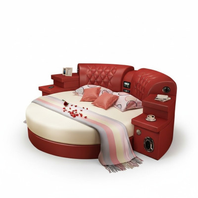 Letto rotondo Letti rotondi Hotel multifunzionale Poltrona Illuminato Scaffale King size