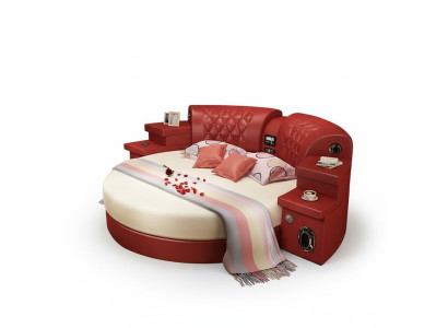 Letto rotondo Letti rotondi Hotel multifunzionale Poltrona Illuminato Scaffale King size