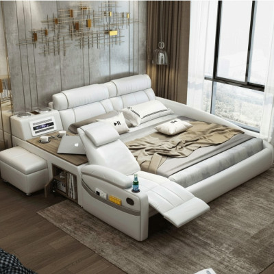 Design Letto XXL Letti Big in pelle Hotel Imbottiti 180x200cm Multifunzione